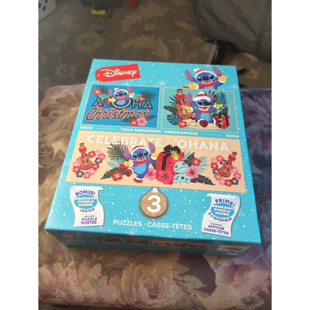 Disney 3 in 1 STITCH Multipack Jigsaw Christmas Puzzle 300-500-700 pc. NEW